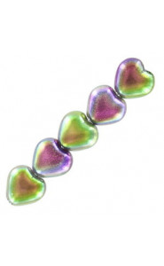 Czech Hearts beads 6mm Crystal magic orchid 00030/95000